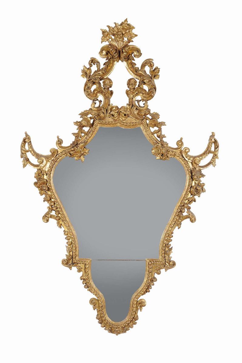 Specchiera in legno intagliato e dorato, XVIII secolo  - Auction Antique and Old Masters - II - Cambi Casa d'Aste