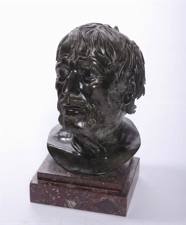 Testa di anziano in bronzo, XIX secolo