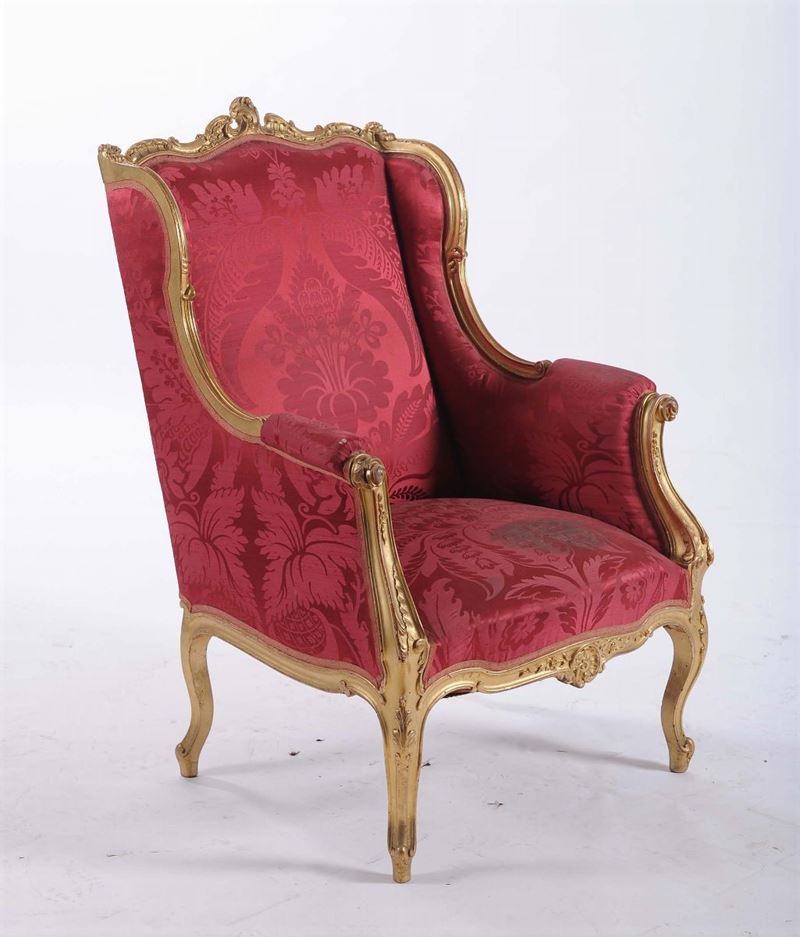 Bergere in stile in legno dorato  - Auction Antique and Old Masters - II - Cambi Casa d'Aste