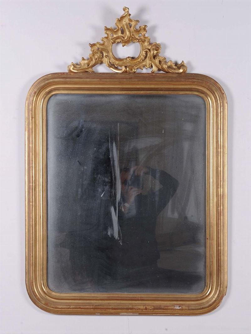 Specchiera in stile in legno dorato, XIX secolo  - Asta Asta a Tempo 7-2014 - Cambi Casa d'Aste