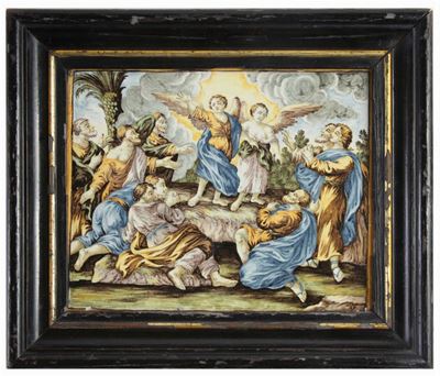 Coppia di Mattonelle in Maiolica, Castelli Inizio XVIII Secolo