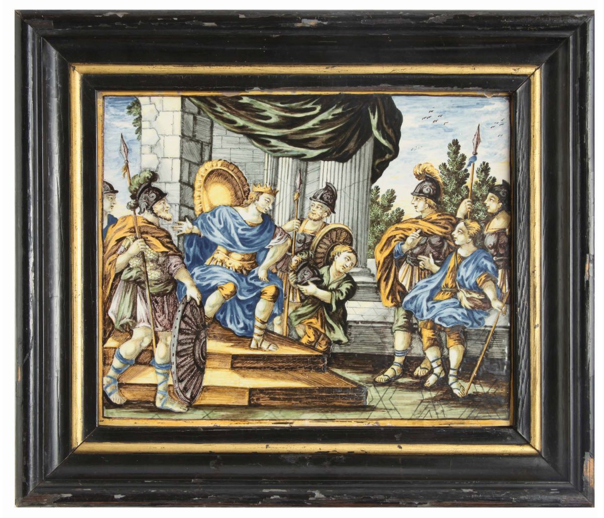 Coppia di Mattonelle in Maiolica, Castelli Inizio XVIII Secolo