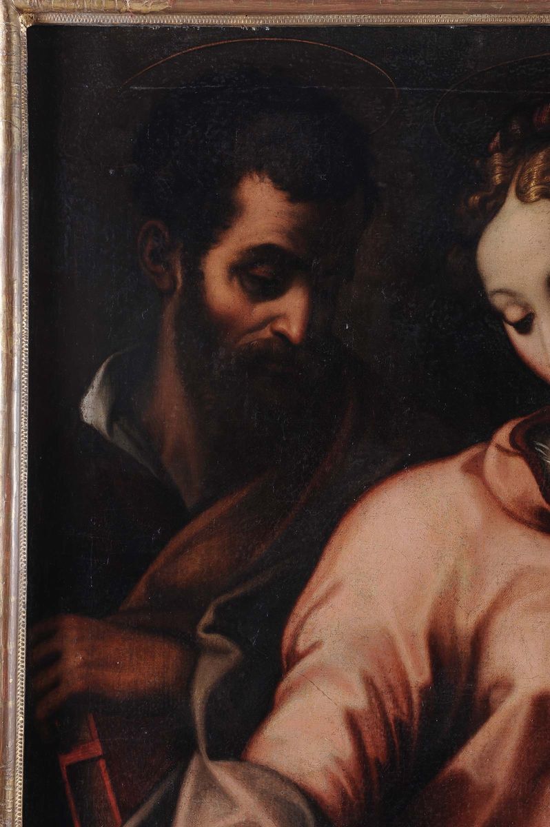 Michele Tosini di Ridolfo del Ghirlandaio (firenze 1503-1577), Attribuito Asacra Famiglia con San...