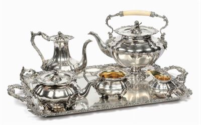 Servizio da Tè in Argento Russo 840 Cesellato, Pietroburgo 1840