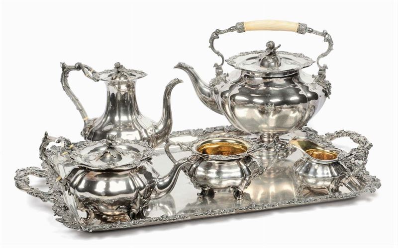 Servizio da tè in argento russo 840 cesellato,  Pietroburgo 1840  - Asta Argenti e Gioielli Antichi e Contemporanei - Cambi Casa d'Aste