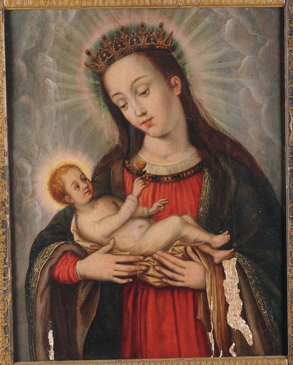 Scuola Fiamminga del XVII secolo Madonna con Bambino