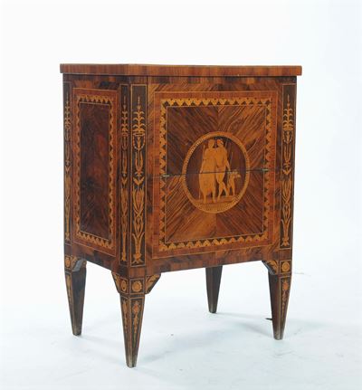 Commode Luigi XVI Lastronata ed Intarsiata, Fine XVIII Secolo