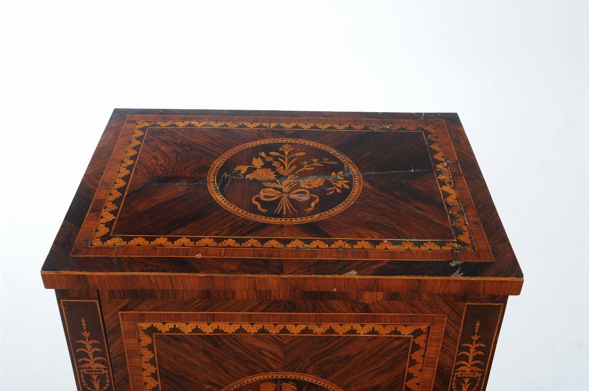 Commode Luigi XVI Lastronata ed Intarsiata, Fine XVIII Secolo