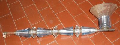 Lampadario in Spesso Vetro Azzurro e Incolore con Elementi Troncopiramidali