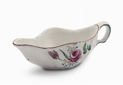 Salsiera in Maiolica con Decoro alla Rosa, Finck, Bologna XVIII Secolo