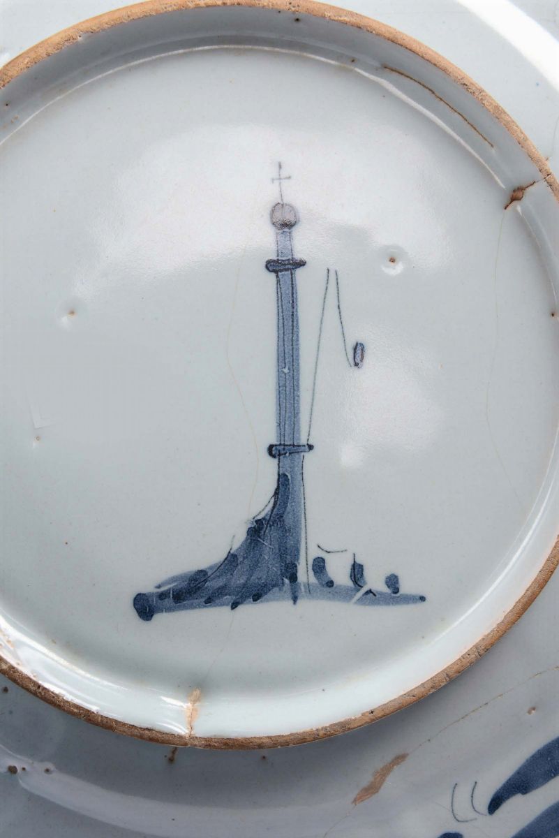 Quattro Piatti in Maiolica con Decoro “a Tappezzeria”, Albisola Seconda Metà del XVII Secolo