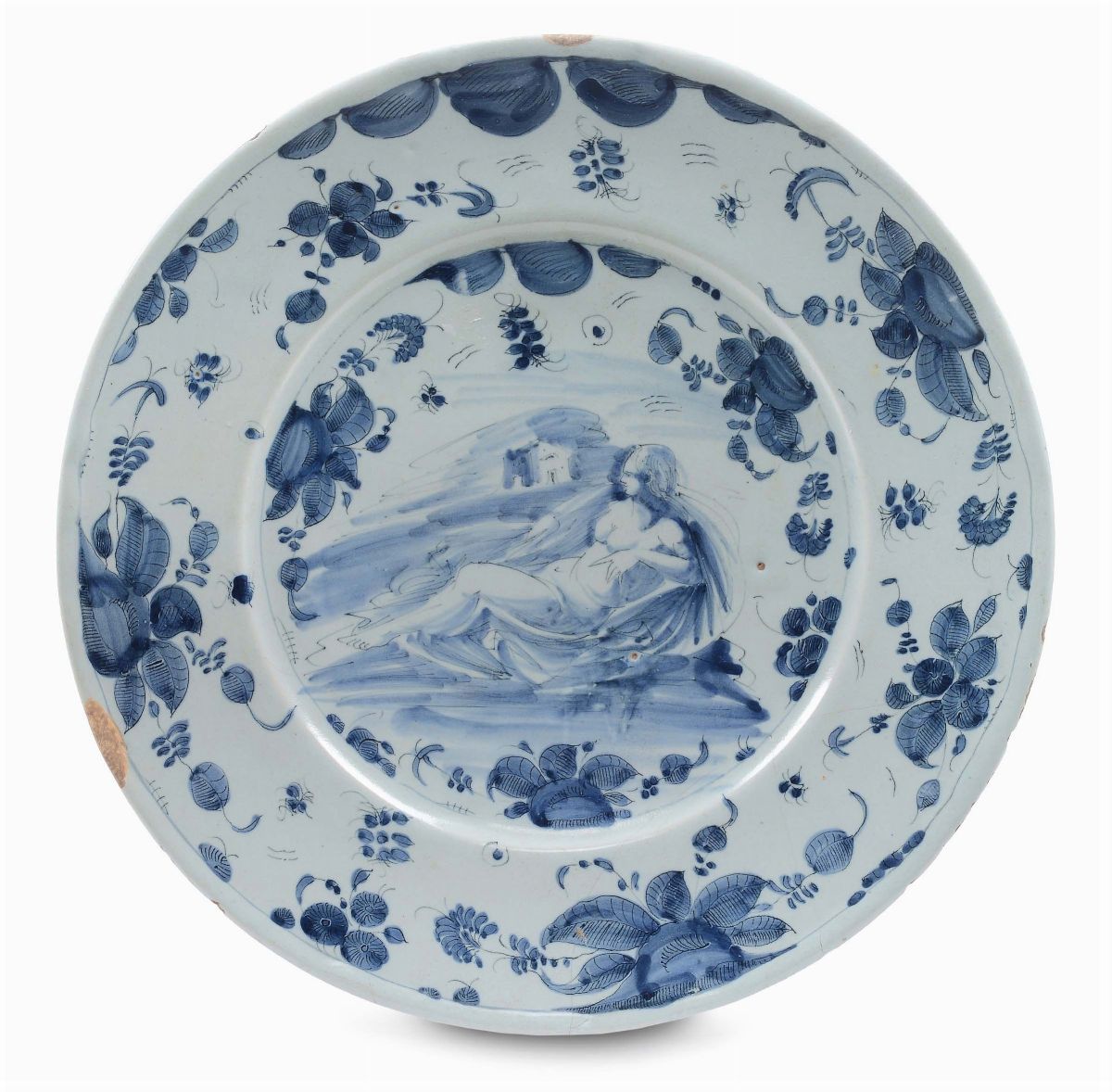 Quattro Piatti in Maiolica con Decoro “a Tappezzeria”, Albisola Seconda Metà del XVII Secolo