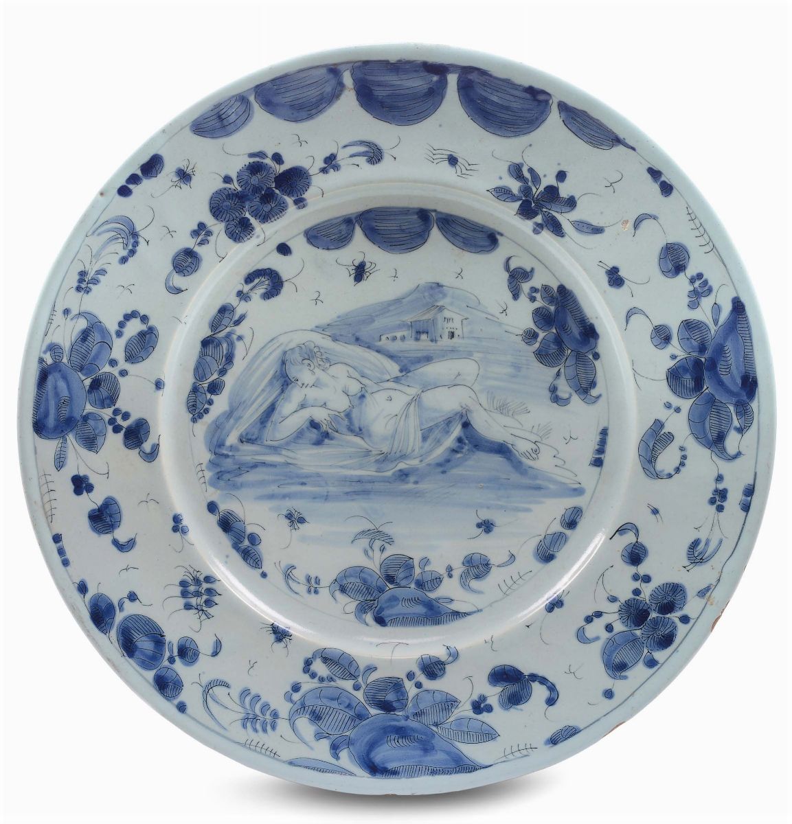 Quattro Piatti in Maiolica con Decoro “a Tappezzeria”, Albisola Seconda Metà del XVII Secolo