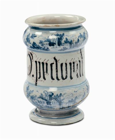 Coppia di Albarelli in Maiolica di Farmacia, XVIII Secolo