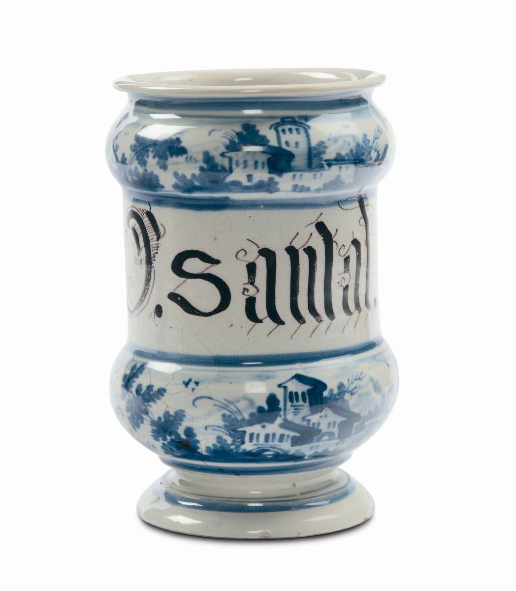 Coppia di Albarelli in Maiolica di Farmacia, XVIII Secolo