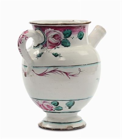 Boccale in Maiolica di Farmacia con Decorazione alla Rosa, Bologna XVIII Secolo