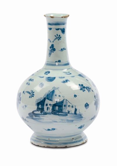 Fiasca in Maiolica di Farmacia con Decoro “a Tappezzeria”, Savona XVII Secolo