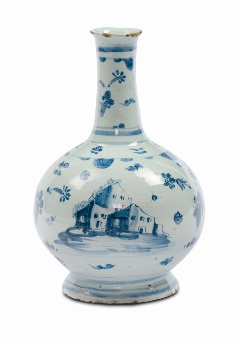 Fiasca in maiolica di farmacia con decoro “a tappezzeria”, Savona XVII secolo  - Asta Maioliche Italiane dal XVI al XVIII Secolo - Cambi Casa d'Aste