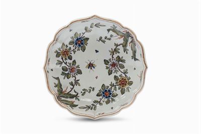 Piatto di Maiolica Decorato a Fiori Colorati, Pasquale Rubati, Clerici, Milano XVIII Secolo