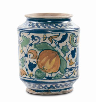 Albarello di Farmacia in Maiolica con Decorazione Vegetale, Venezia XVI Secolo