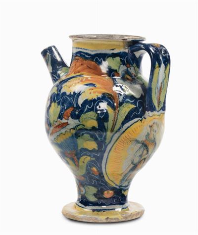 Boccale in Maiolica a Doppio Medaglione con San Lorenzo, Venezia XVI Secolo