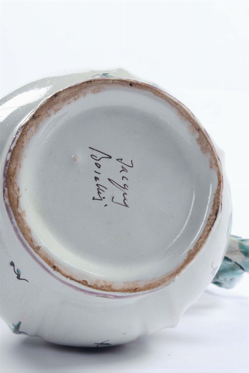 Caffettiera in Maiolica con Decoro alla Rosa, Jacques Boselly, Savona XVIII Secolo