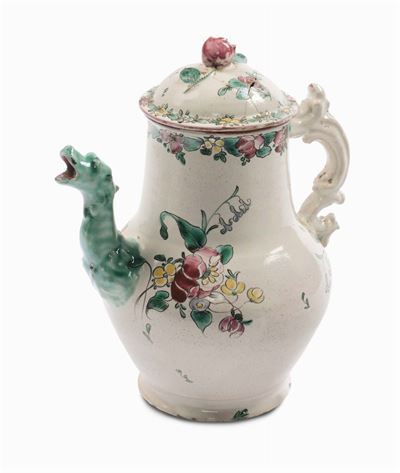Teiera in Maiolica con Decoro alla Rosa, Jacques Boselly, Savona XVIII Secolo