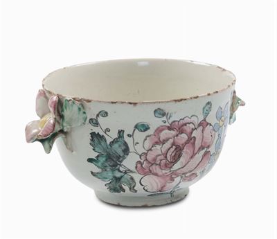Zuccheriera in Maiolica con Decoro alla Rosa, Jacques Boselly, Savona XVIII Secolo