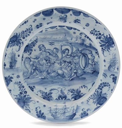 Piatto “reale” in Maiolica con Decoro “a Tappezzeria”, Savona XVII Secolo