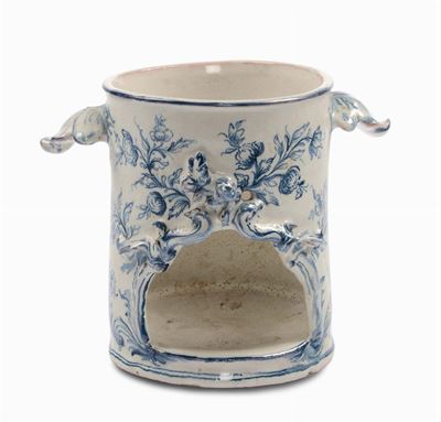 Veilleuse in Maiolica con Decoro Monocromo Bianco e Blu, Savona XVIII Secolo