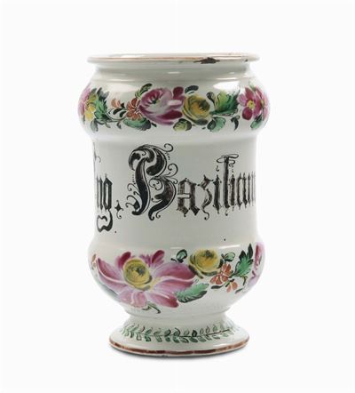 Albarello di Farmacia con Decoro alla Rosa, Lodi XVIII Secolo