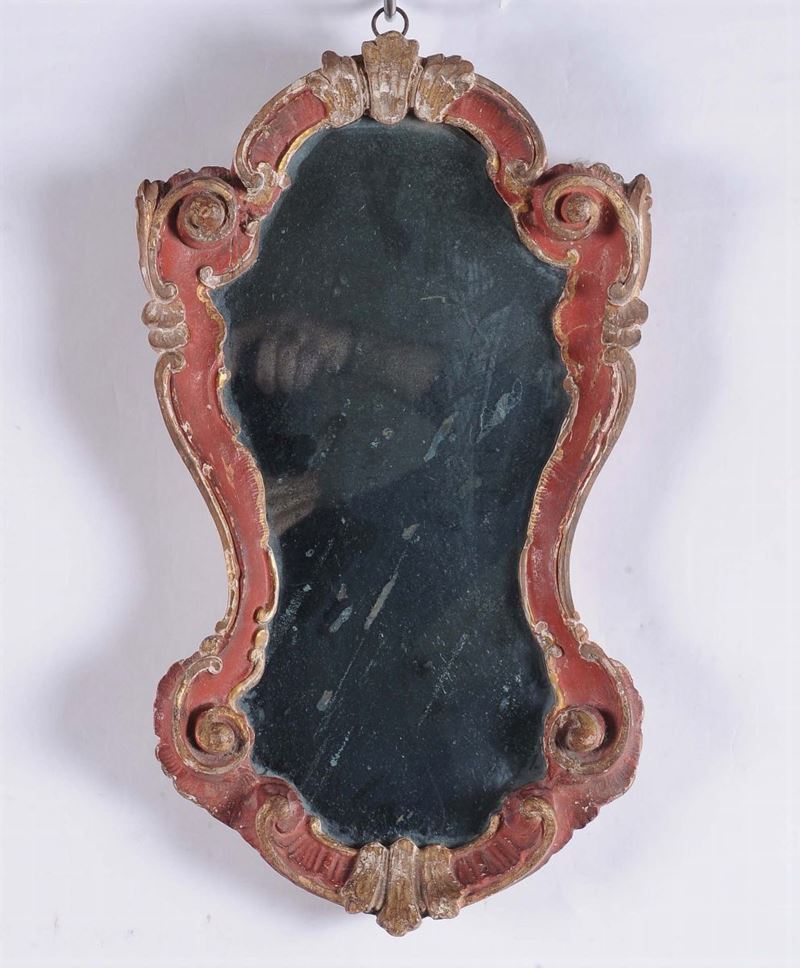 Specchierina in legno intagliato, laccato e dorato, fine XVIII secolo  - Asta Arredi e Oggetti d'Arte da Importanti Collezioni Private - Cambi Casa d'Aste