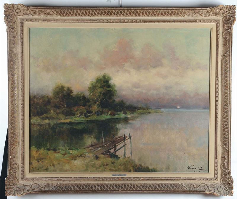 Karpoff Ivan (Novocerkassk 1898 - Milano 1970) Lago di montagna  - Asta Antiquariato e Dipinti Antichi - Cambi Casa d'Aste