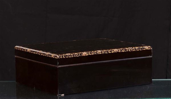 A black lacquered wooden box, Japan, late 19th century