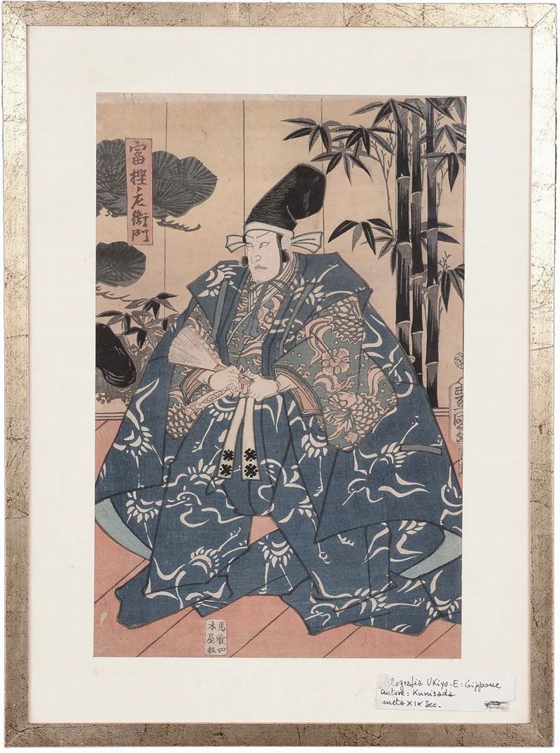 Lotto composto Gheisha Ukiyo by Utagawa Kunisada  e un Samurai Ukiyo by Utagawa Kunisada, Giappone, XIX secolo  - Asta Fine Chinese Works of Art - Cambi Casa d'Aste