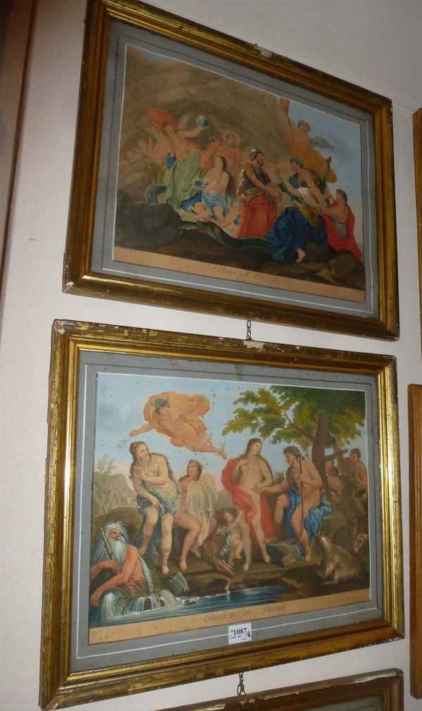 Lotto di quattro litografie, da Luca Giordano