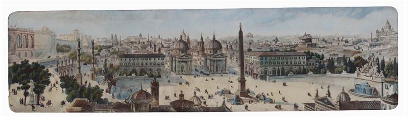 Litografia con veduta di Roma  - Asta Antiquariato, Affidamenti da raffinate dimore private - Cambi Casa d'Aste