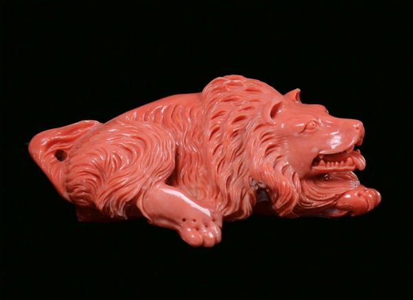 Leone in corallo rosso, Cina, Dinastia Qing, XIX secolo