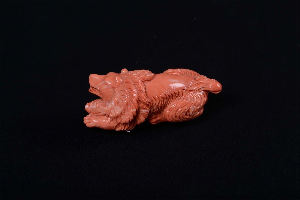 Leone in Corallo Rosso, Cina, Dinastia Qing, XIX Secolo