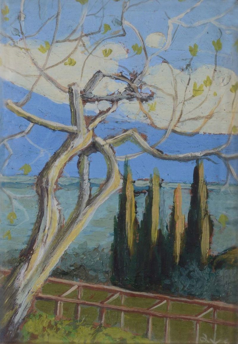 Giovanni Battista Bassano (1874-1951) Primavera in riviera  - Asta Dipinti del XIX e XX secolo - Cambi Casa d'Aste