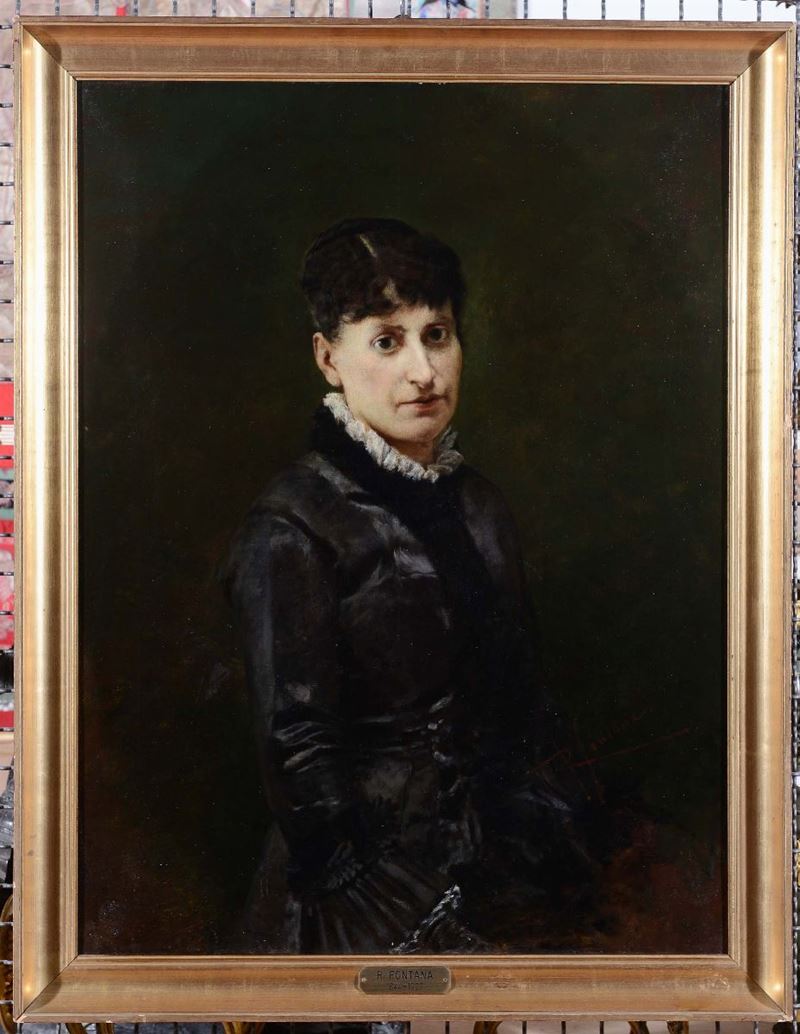 Roberto Fontana (Milano 1844-1907), ambito di Ritratto di Signora  - Asta Dipinti del XIX e XX secolo - Cambi Casa d'Aste