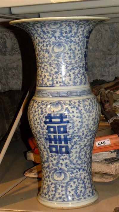 Vaso in Porcellana Bianca e Blu, Cina