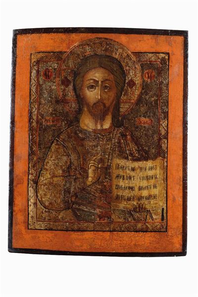 Icona Raffigurante Cristo Benedicente, Russia XVIII-XIX Secolo