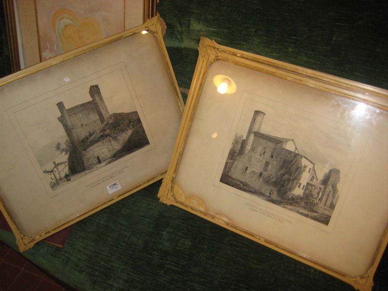 Lotto composto da 5 stampe raffiguranti castelli, Gonin  - Auction Furnishings and Works of Art from Important Private Collections - Cambi Casa d'Aste