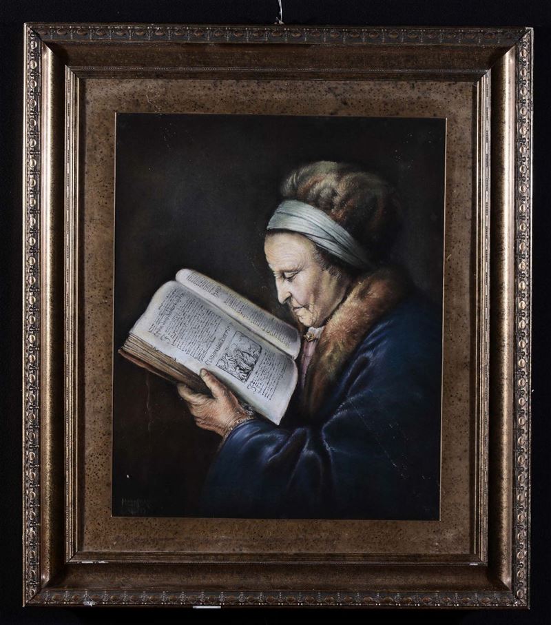 Anonimo del XIX secolo Donna che legge  - Asta Antiquariato e Dipinti Antichi - Cambi Casa d'Aste