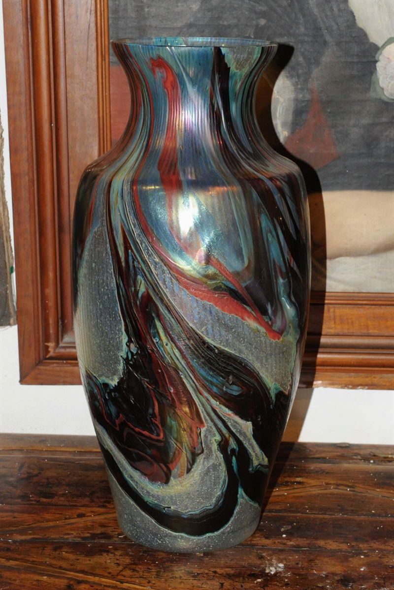 Vaso in vetro policromo, Francia XX secolo  - Auction Fine Arts from refined private house - Cambi Casa d'Aste