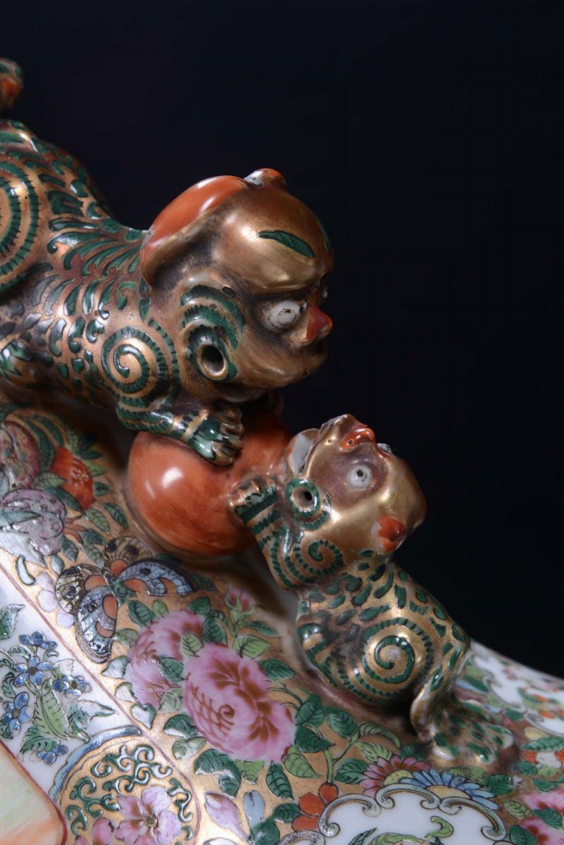 Coppia di Vasi in Porcellana Famiglia Rosa, Cina, Canton, Dinastia Qing, XIX Secolo