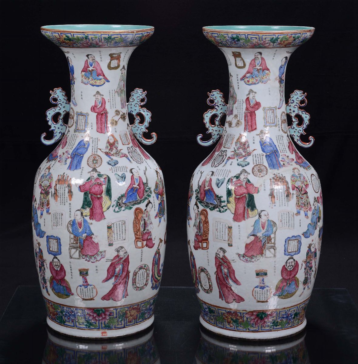 Coppia di Vasi Famiglia Rosa in Porcellana, Cina, Dinastia Qing, XIX Secolo