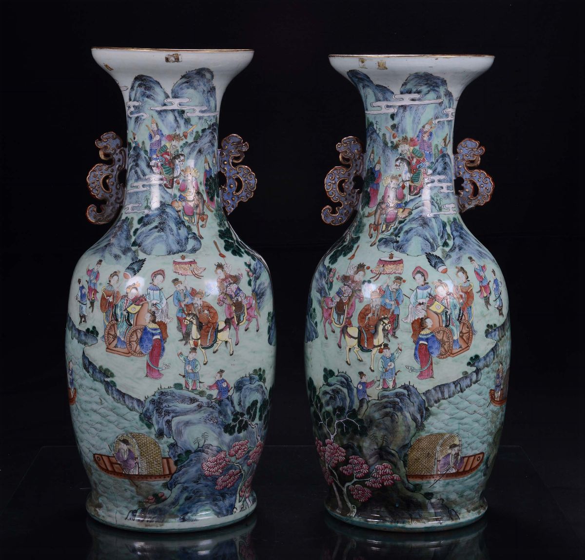 Coppia di Vasi in Porcellana Famiglia Rosa, Cina, Dinastia Qing, XIX Secolo
