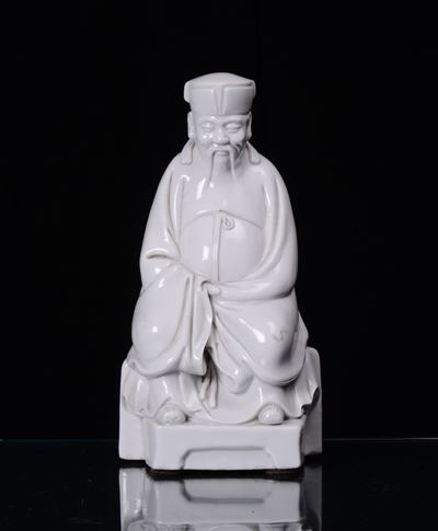 Dignitario in Porcellana Blanc De Chine, Cina, Dinastia Qing, XIX Secolo